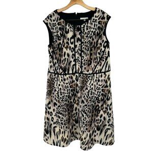 Studio One Leopard Print Dress size 24W Womens Plus Sleeveless scuba knit